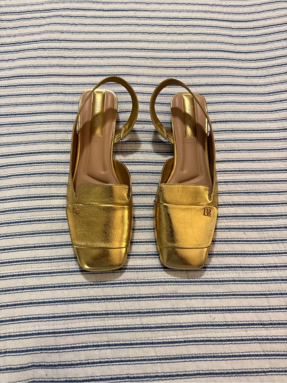 Franco Sarto Metallic Gold Slingback Loafers